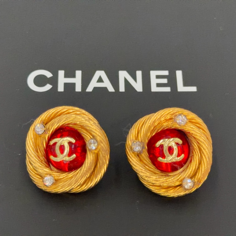 CHANEL Vintage Gripoix Rope Nest Clip On Earrings 1993-1994 w/COA
